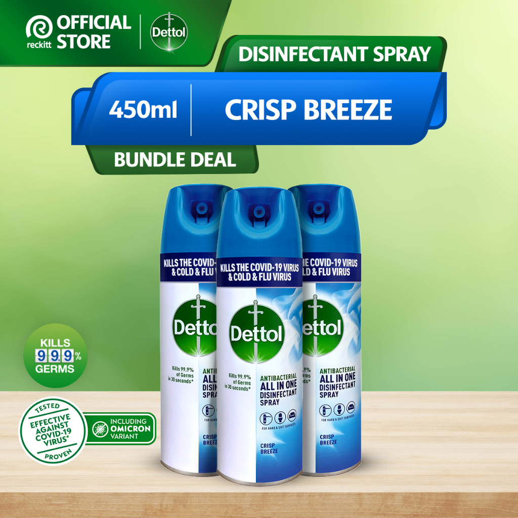 Dettol Antibacterial Disinfectant Spray Crisp Breeze 450ml [Bundle of 3