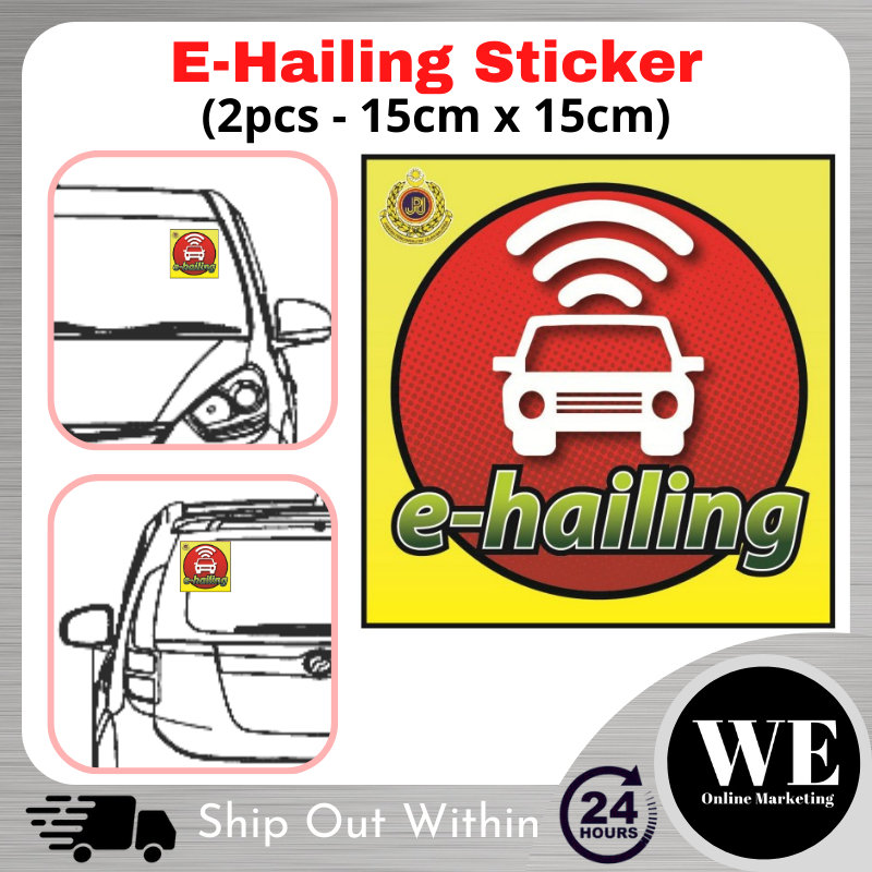 🇲🇾Ready Stock🇲🇾 2pcs E-Hailing Sticker (Car) 15cm x 15cm - Windscreen ...