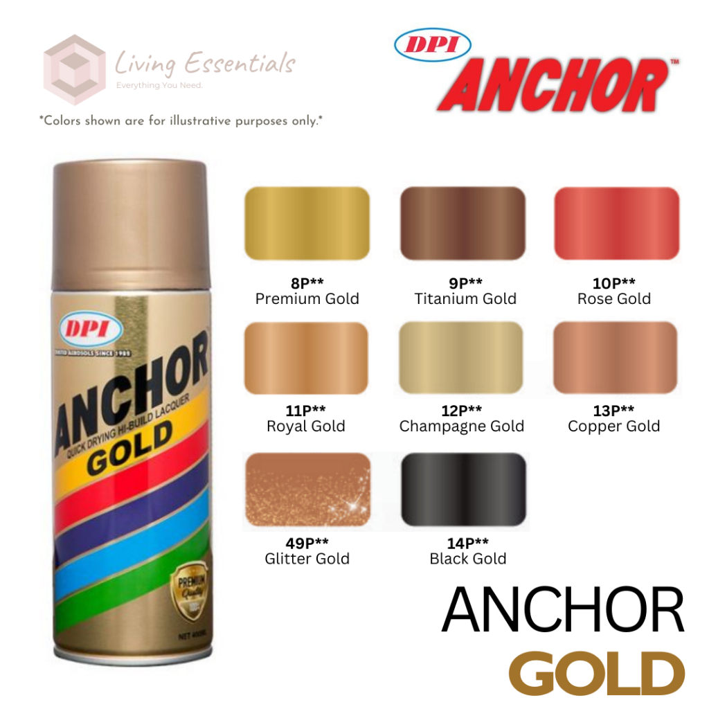 DPI Anchor GOLD (Warna Emas) Spray Paint 400ml (READY STOCK) | Shopee ...