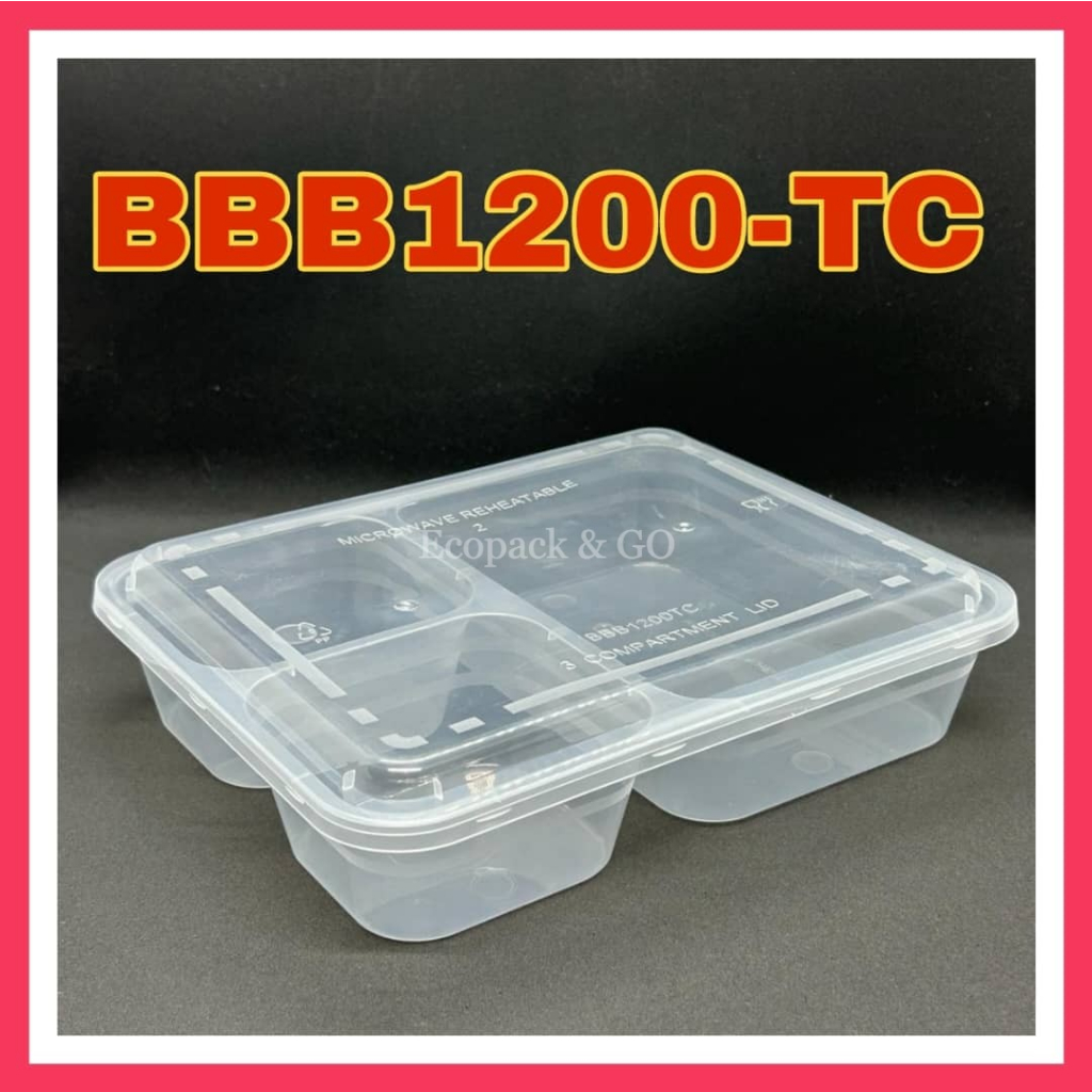 TAGE BBB1200 3 Compartment Lunch Box Dome LID / Tapau / Disposable ...