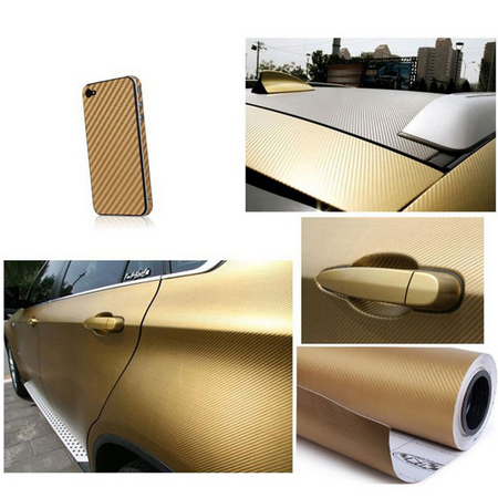 Gold Golden Carbon Waterproof Decal Vinyl Wrap Sticker | Shopee Malaysia