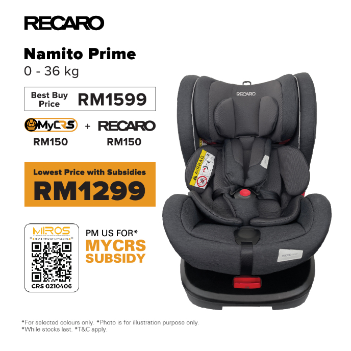 (MYCRS 2023, Tebus RM150) Recaro Namito Car Seat 360 Spin with Isofix