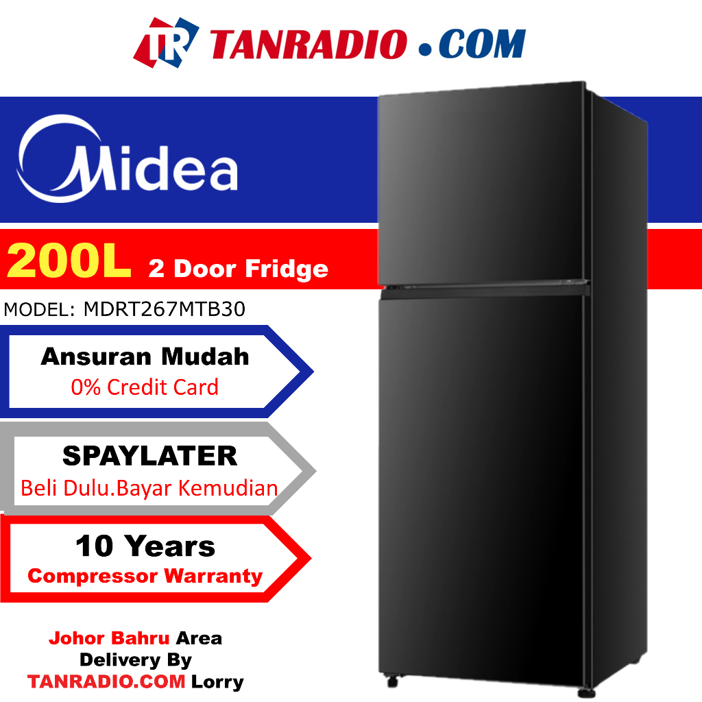 Midea (240L) Inverter 2 Door Fridge Refrigerator Inverter MDRT268 ...