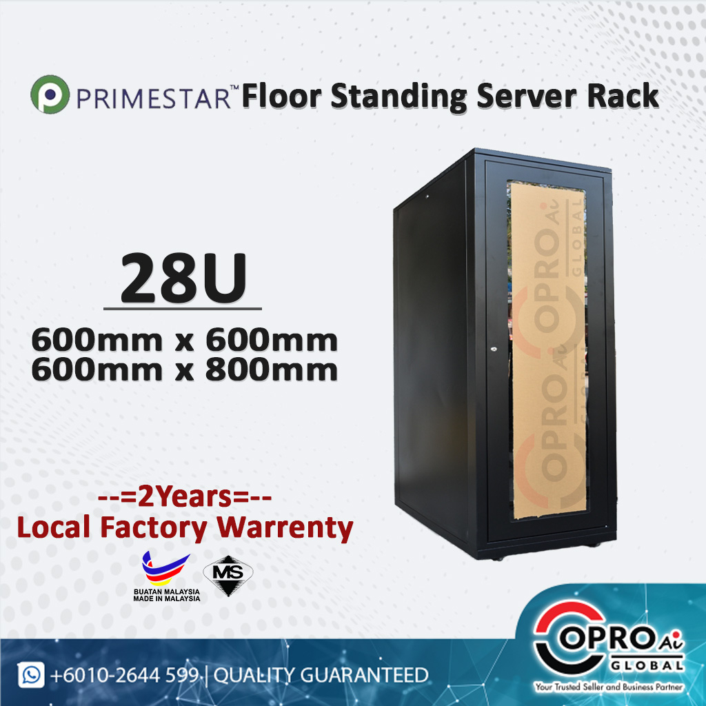 [READY STOCK] Primestar 28U 19inch Floor Standing Server Rack, Perspex ...