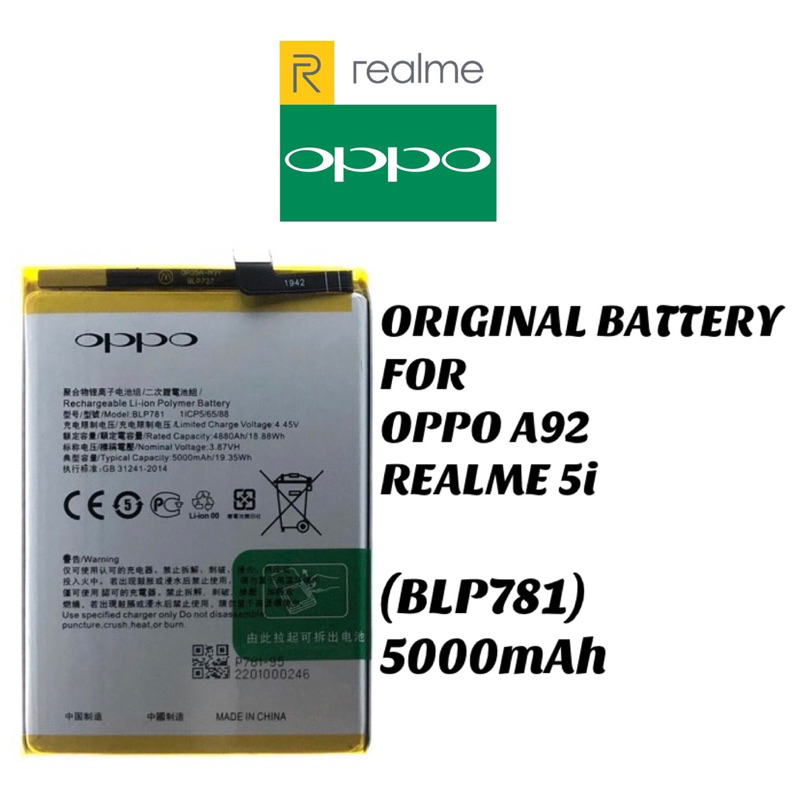 OPPO A92 - BLP781 Battery 100% Original | Shopee Malaysia