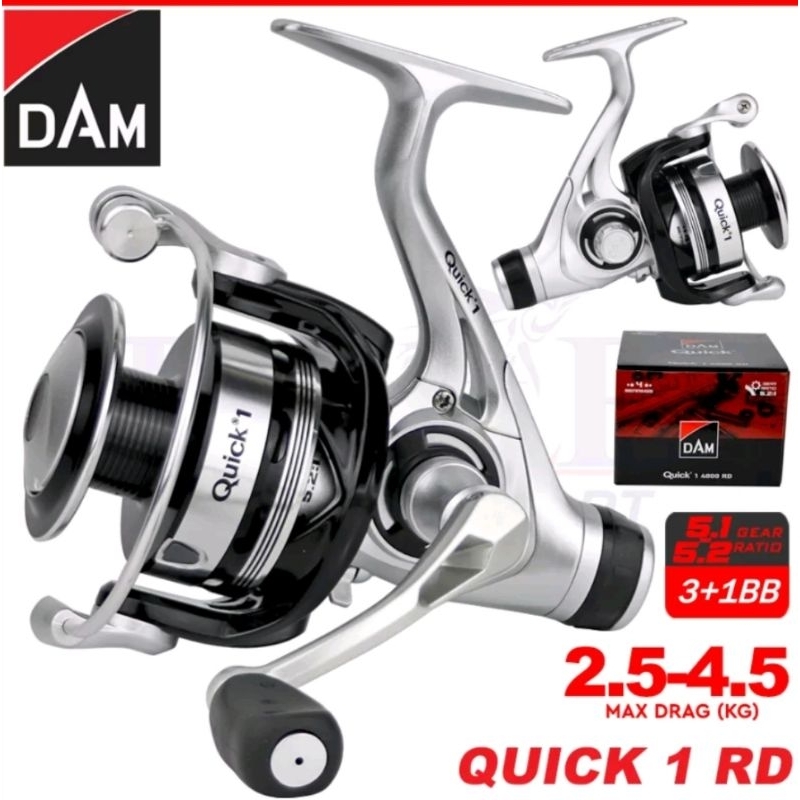 Mesin Pancing (2.5kg-4.5kg Max drag) DAM Quick 1 RD Rear Drag Spinning  Ultralight Light Fishing Reel