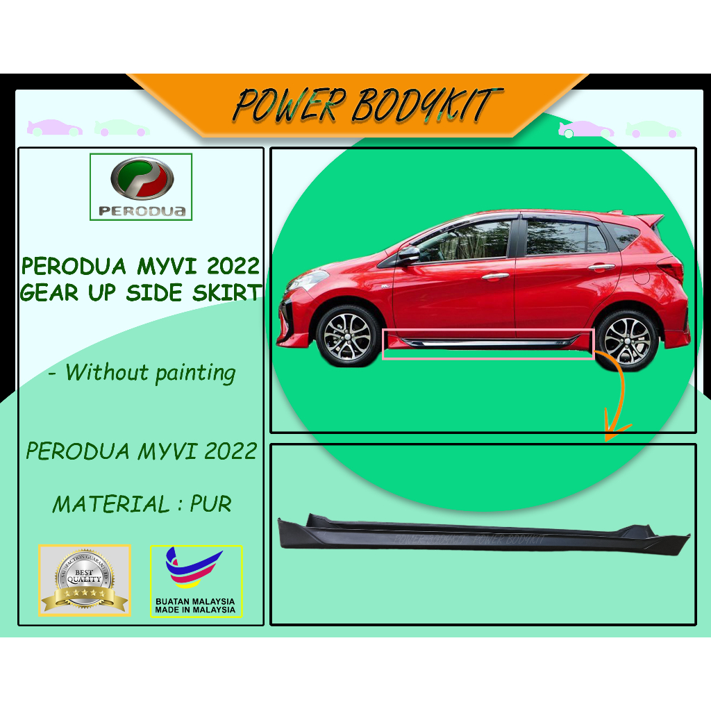 READY STOCK Perodua Myvi 20222024 Facelift Gear Up ACE Bodykit Side