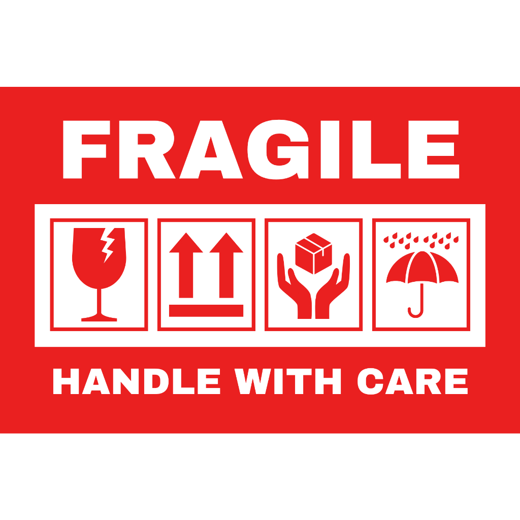 sticker fragile handle with care broken item mudah pecah white pp ...