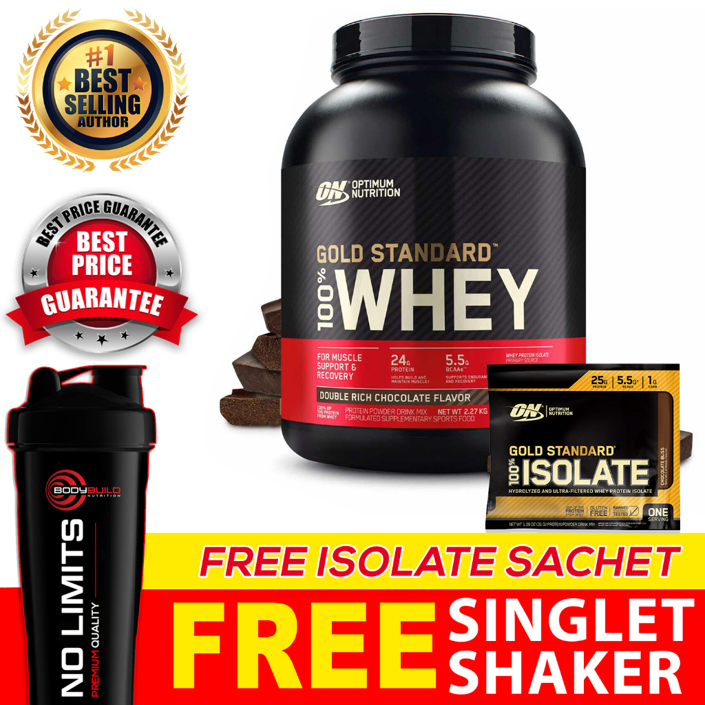 Optimum Nutrition Gold Standard Whey (5Lbs) ON Whey Protein Powder, Muscle Building, Lean Muscle
