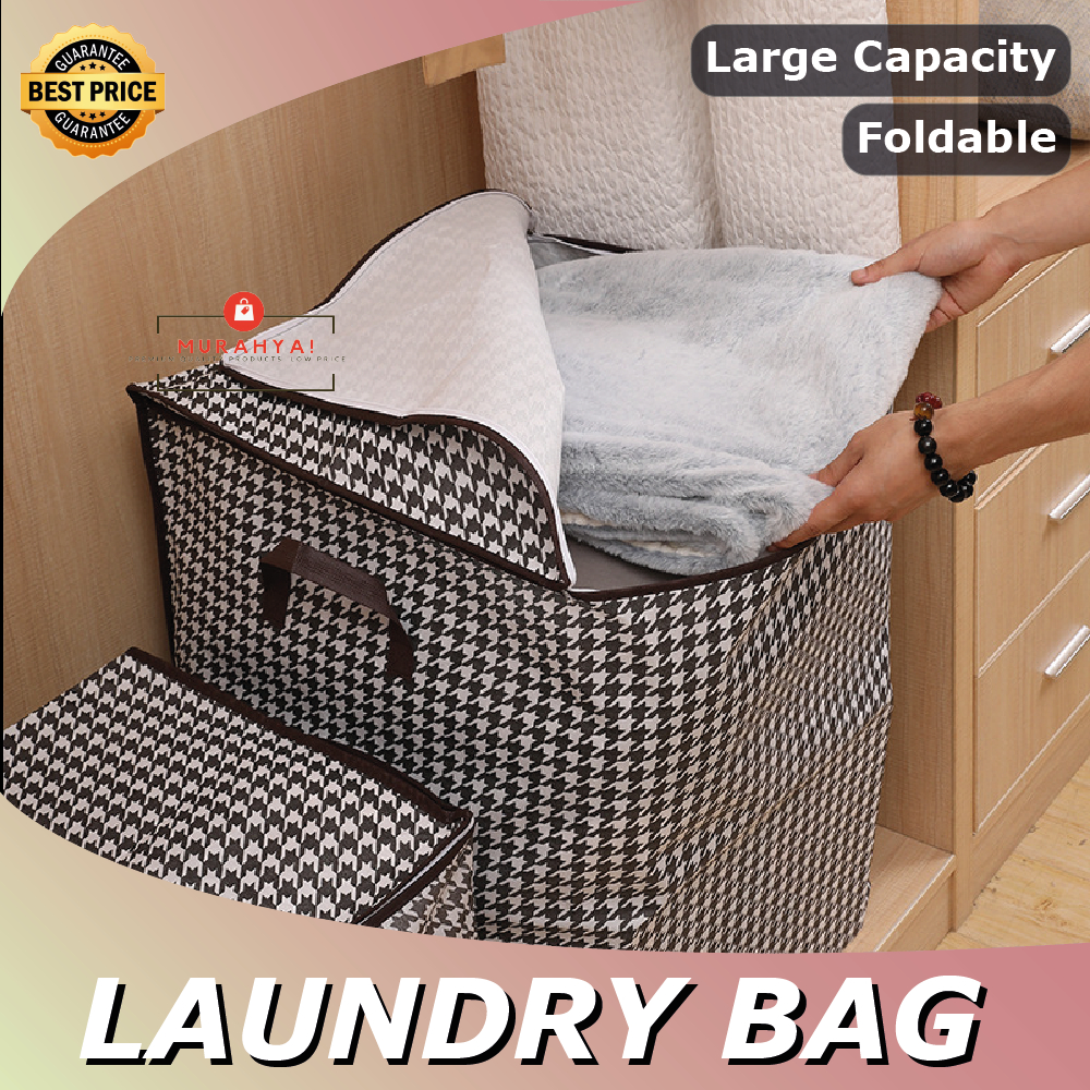 Laundry Basket Bag Foldable Laundry Storage Bag Zip Bakul Dobi Lipat
