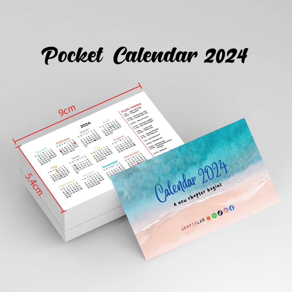 Calendar 2024 / customize calendar / pocket calendar / mini calendar