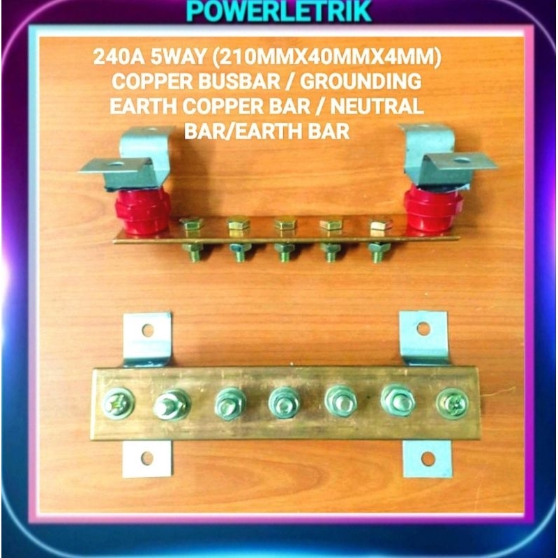 🔥READY STOCK🔥 5 WAY 240A (210MMX40MMX4MM) COPPER BUSBAR / GROUNDING ...