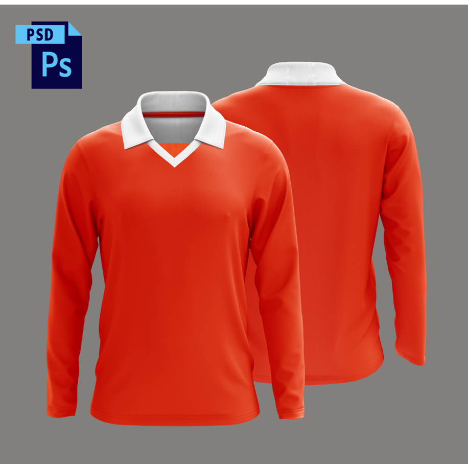 Long Sleeve Jersey Mockup Long Sleeve Jersey Retro Collar Mockup (PSD