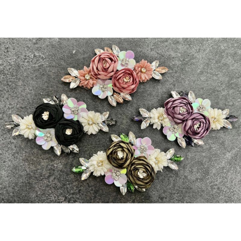 Flower 3d Patch with chunky beads / Bunga 3d dengan diamond Tampal Iron ...
