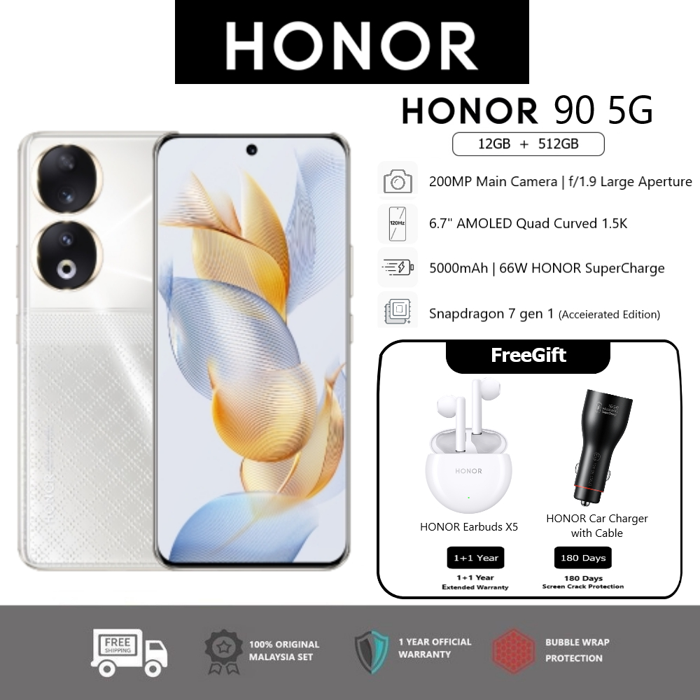 HONOR 90 Lite 5G (8GB RAM +256GB ROM) 4500mAh Large Battery, 22.5W HONOR  SuperCharge, 6.7 Super Eye-Comfort Display-1 Year Warranty by Honor  Malaysia