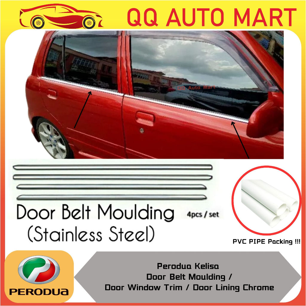 Perodua Kelisa door lining Chrome / Door belt molding/ Window Trim