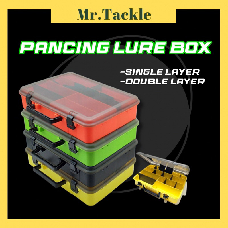 MR.T】 39cm Alat Mancing Box Double Layer Tackle Box Lures Box Double Sided  Kotak Pancing Gewang Kotak Fishing Box