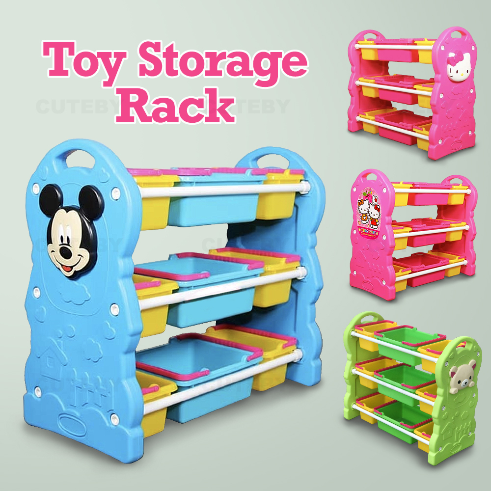 TOY STORAGE RACK Kids Storage Cabinet Children Book Toy Bins Box Basket ...