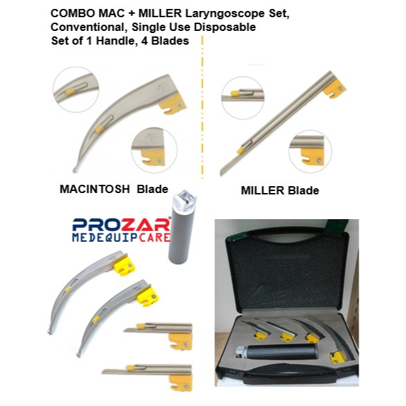 LED Laryngoscopes Single Use Conventional Type Yellow Set for ...