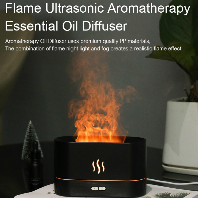 Flame Air humidifier with essential oil air purifier diffuser Ultrasonic Aromatherapy Air Purify