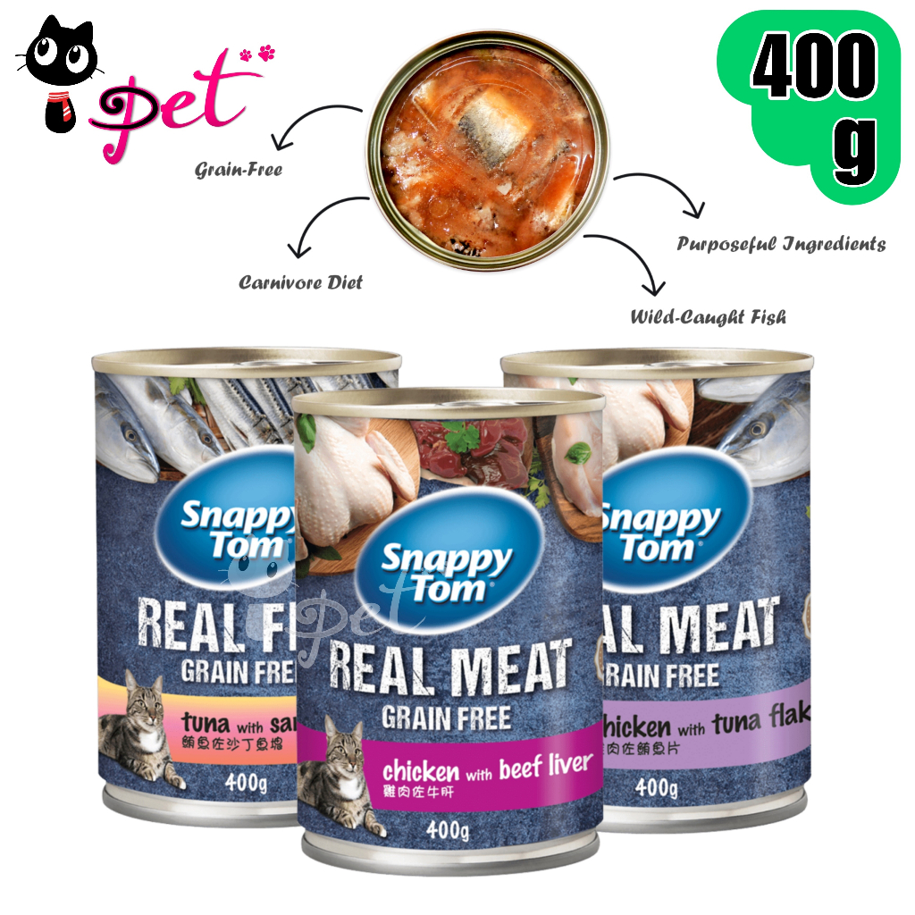 SNAPPY TOM CANNED FOOD FOR CAT (CHICKEN , TUNA , SARDINE , LAMB , FISH ) 400G Shopee Malaysia