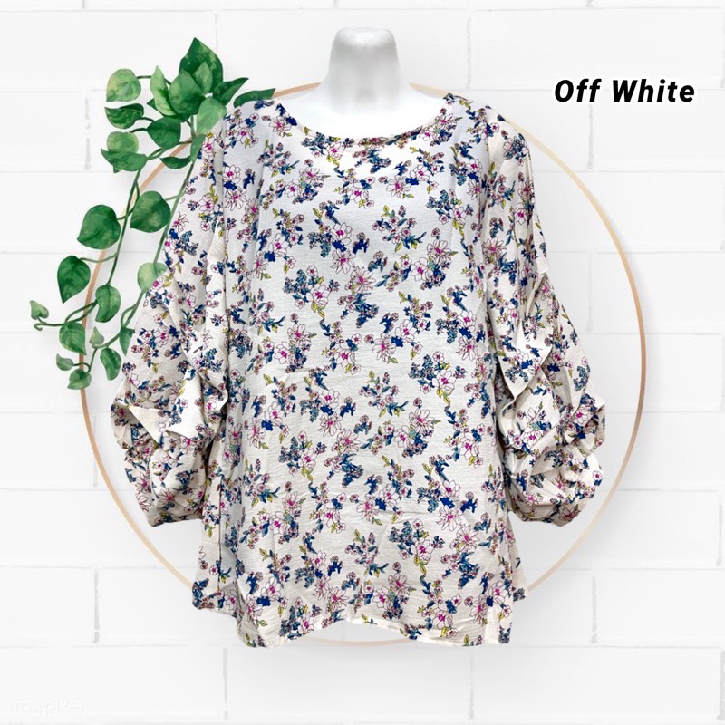 Honey Plus Size Round Neck Flounce Sleeve Blouse