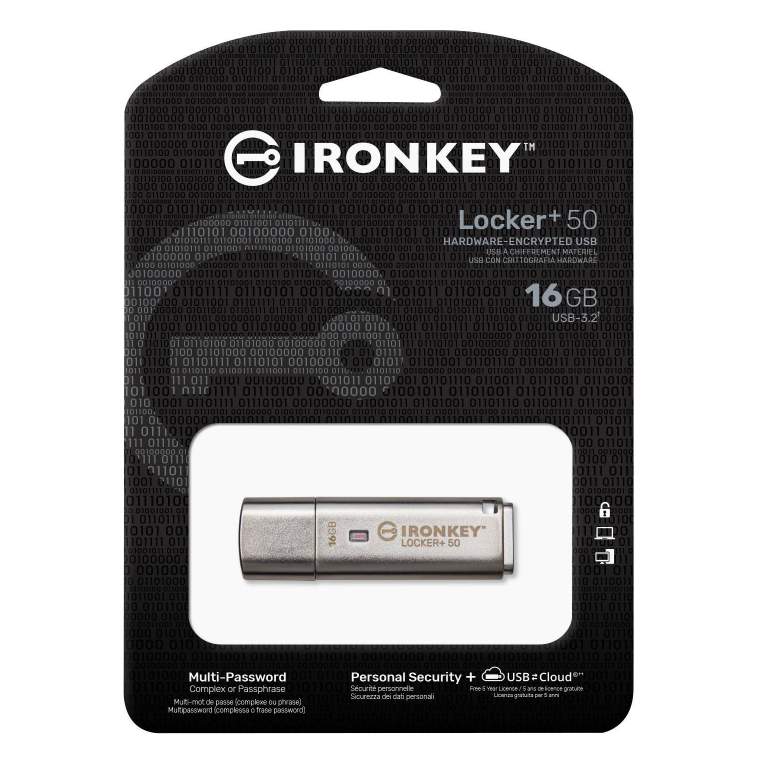  Kingston IronKey Locker+ 50 USB Flash Drive XTSAES Encrypted for