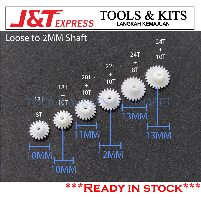 Plastic Compound Gear Loose to 2MM Shaft DIY/RBT/Speed