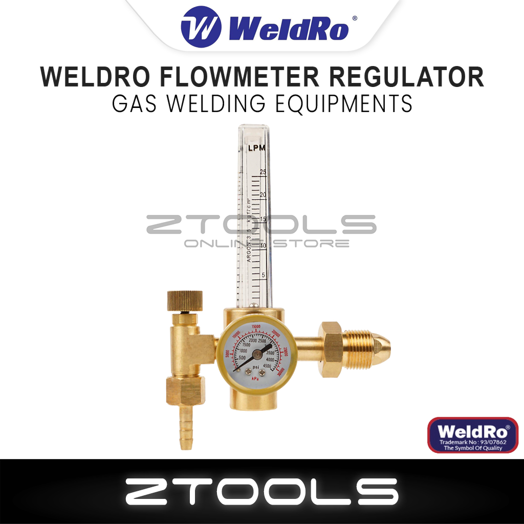 Weldro Argon & CO2 Flowmeter Regulator Gas Welding Flow Meter MIG & TIG Gauge Carbon