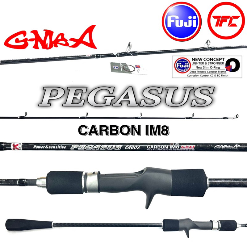 G-MAX Pegasus Carbon IM8 Baitcast & Spinning Jigging Rod BC Overhead ...
