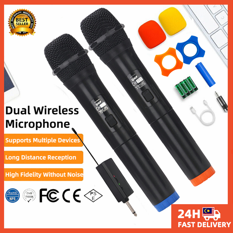 Wireless Microphone Professional Universal Dual Mic Handheld 