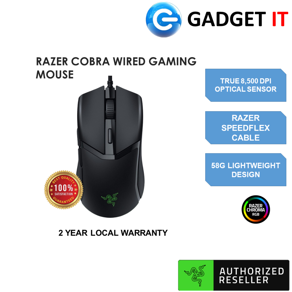 RAZER COBRA WIRED LIGHTWEIGHT GAMING MOUSE WITH RAZER CHROMA (RZ01