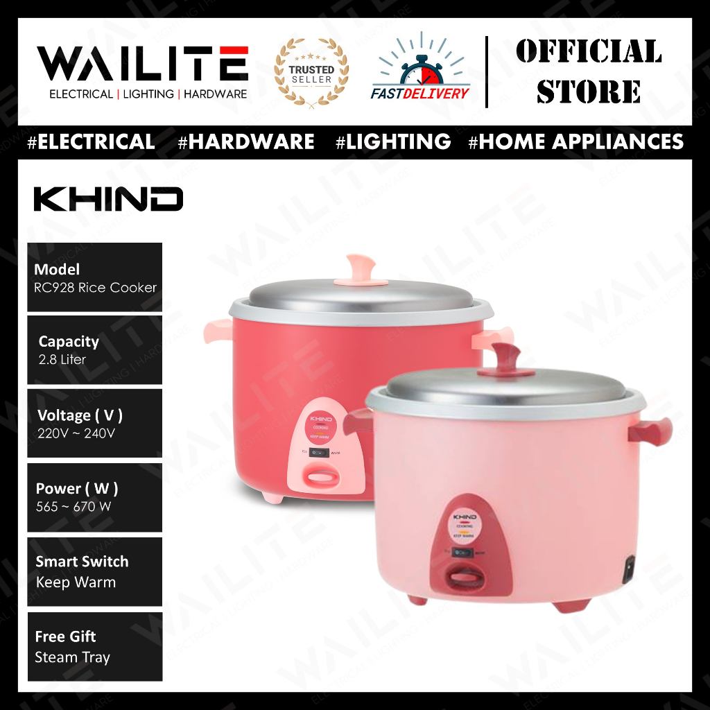 Khind 2.8Liter Rice Cooker RC928 [ FREE STEAM TRAY ] / Periuk Nasi