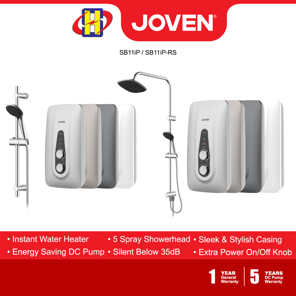 Joven Instant Water Heater (DC Pump/Rain Shower) Inverter SB11 Series  5-Spray Pattern Showerhead SB11iP-RS / SB11iP SB11iP-NO Rainshower White |  PGMall