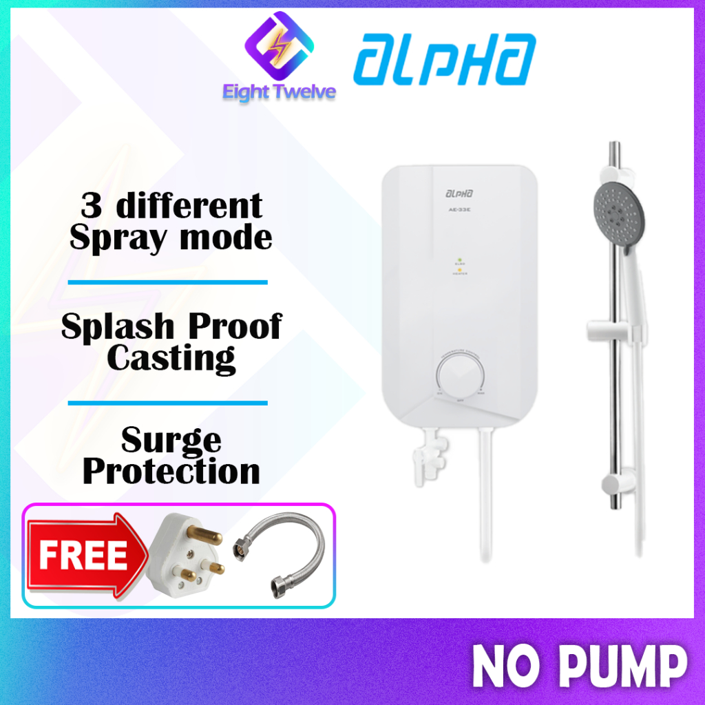 ALPHA Instant Electric Water Heater with Adjustable Bracket | AE-33E ...