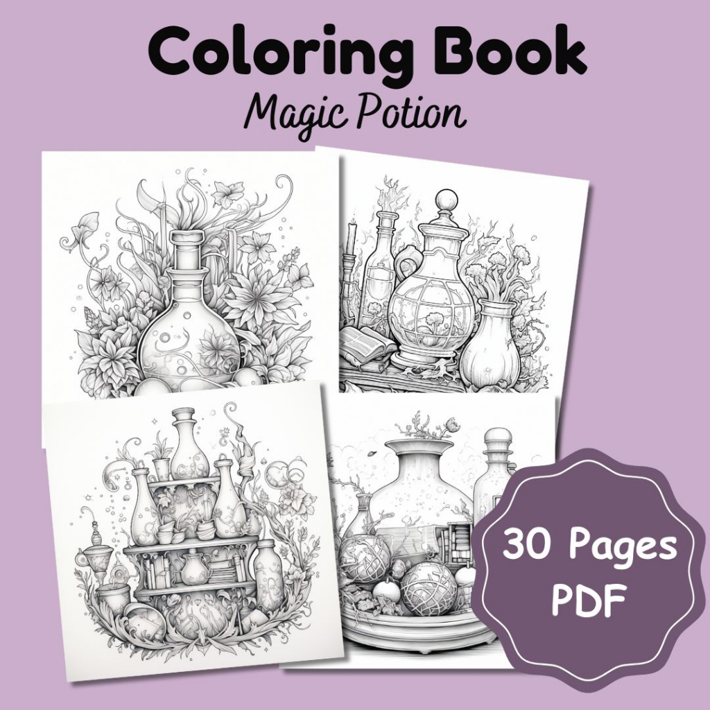 (PDF) coloring book for adult and kids magic potion L021 | Shopee Malaysia