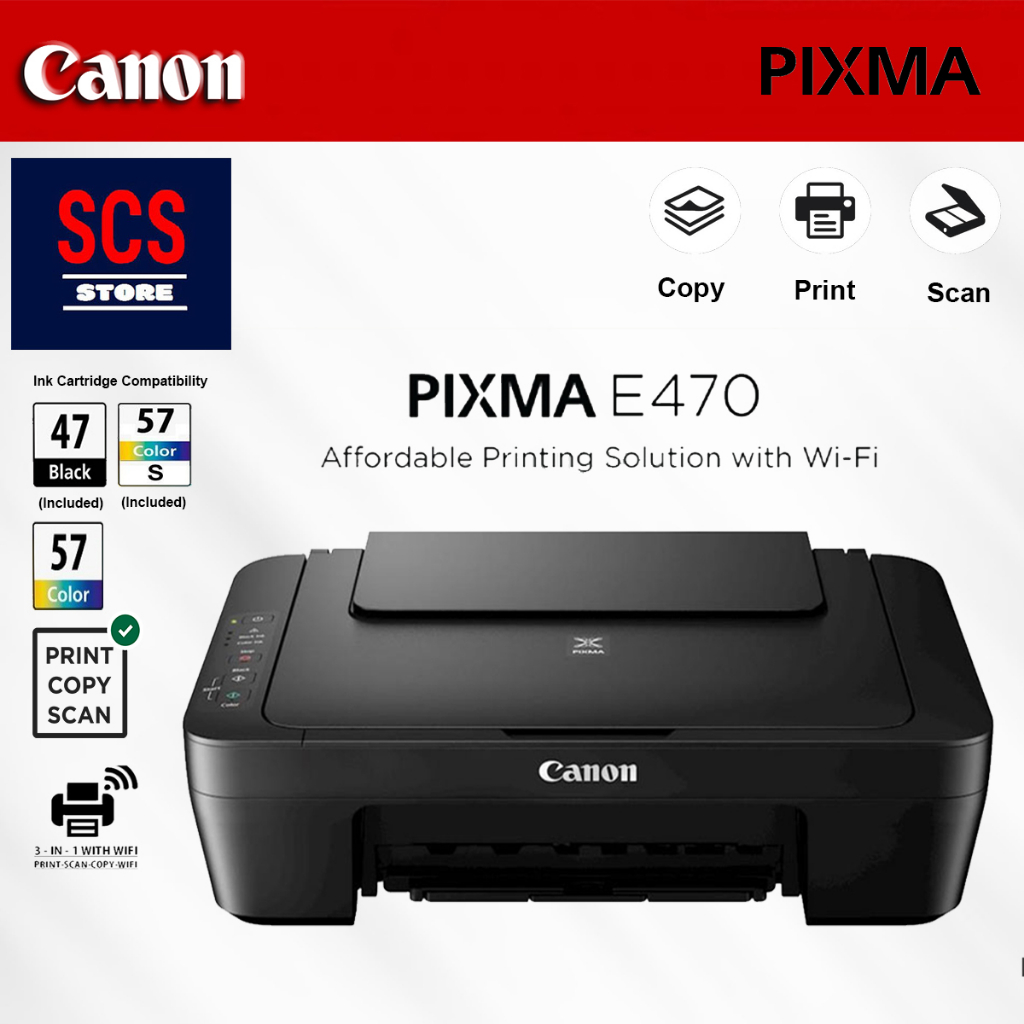 CANON E470 Printer Wifi All In One Inkjet Shopee Malaysia