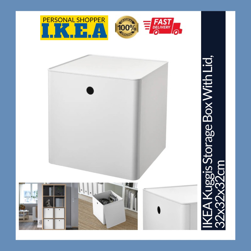 IKEA Kuggis Storage Box With Lid Hole Fit Kallax Shelving Unit Eket