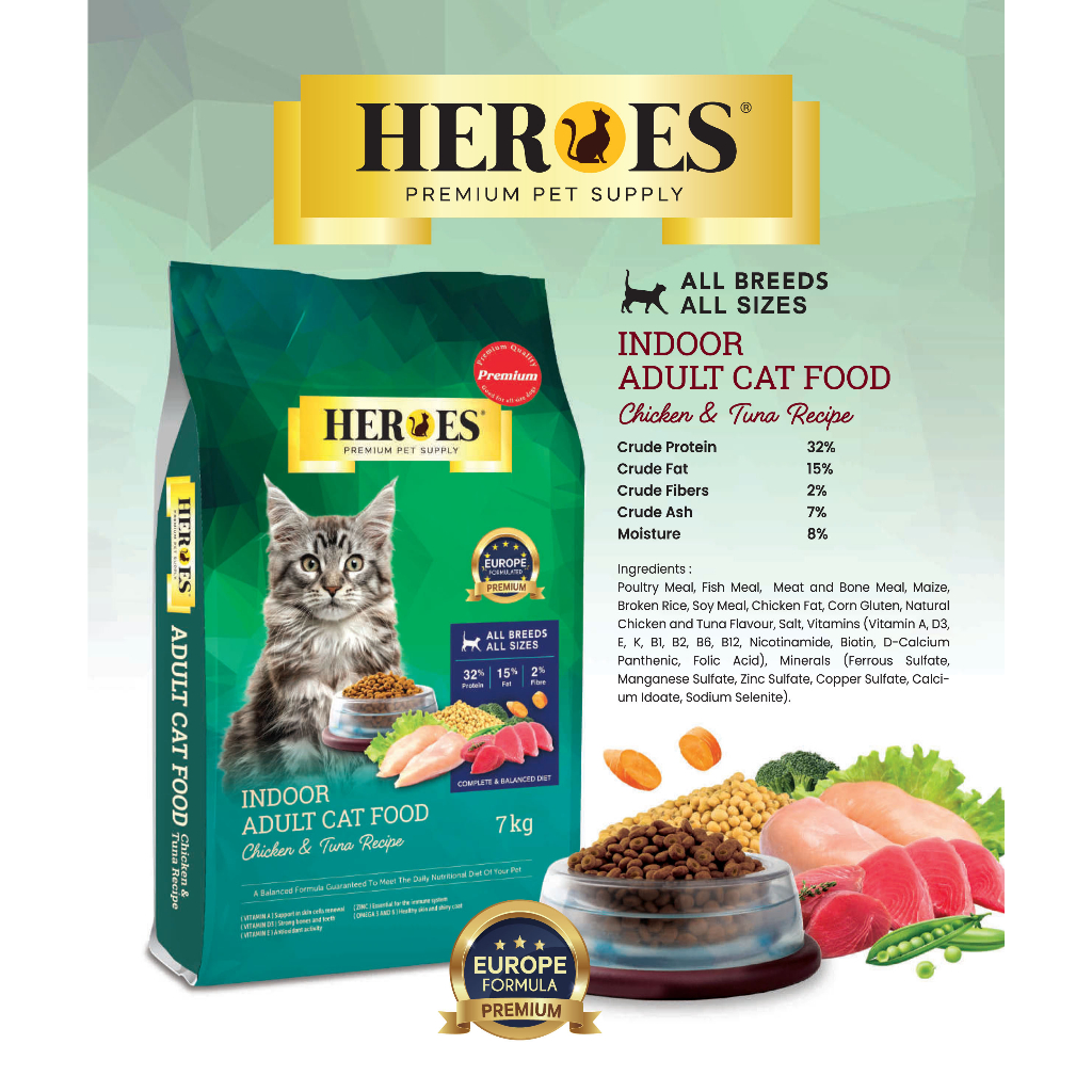 HEROES Premium Pet Food / Premium Cat Dry Food / Makanan Kucing 1KG