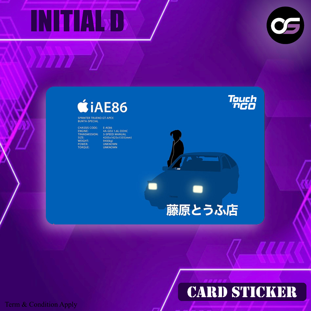INITIAL D (SERIES 3) - Touch n Go Card Sticker Cover (Waterproof, High ...