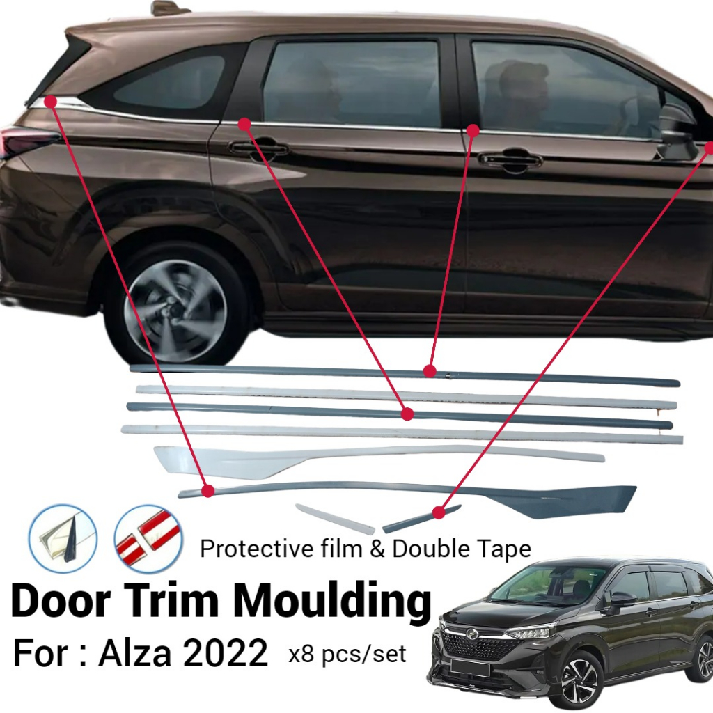 Door Window Trim Panel Chrome Stainless Steel Perodua New Alza 2022 ...