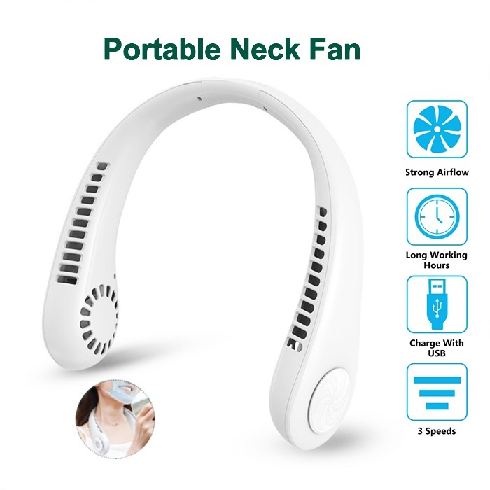 Portable Neck Fan Hands Free Bladeless Fan USB Rechargeable Mute Sports ...