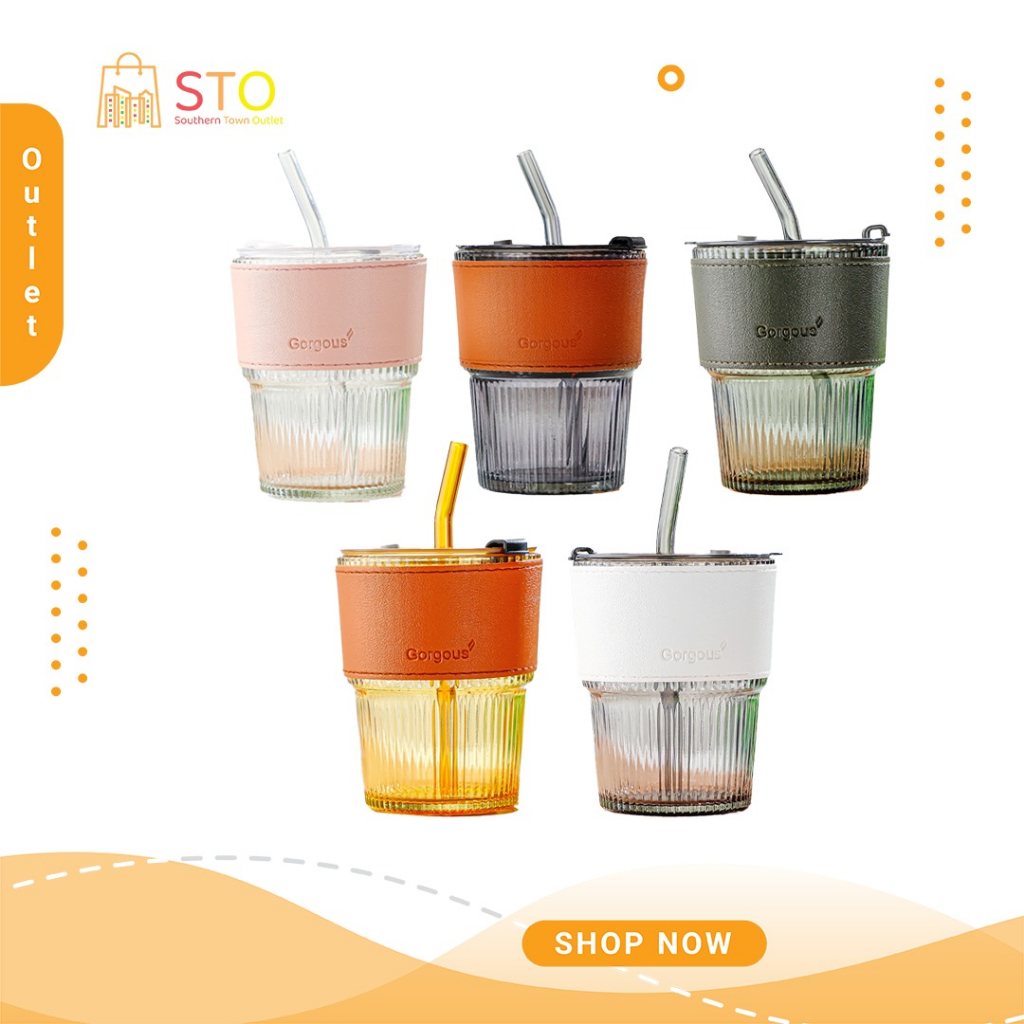 STO Glass Mug With Straw AntiLeak Lid With Silicone Ring