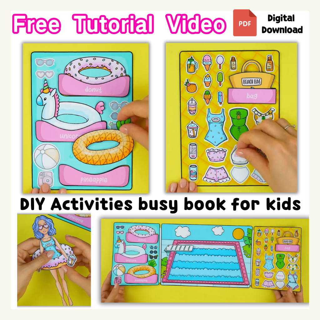 PDF + Tutorial Video Paper dolls house for kids girls activity busy book / quiet book 12 pages ...