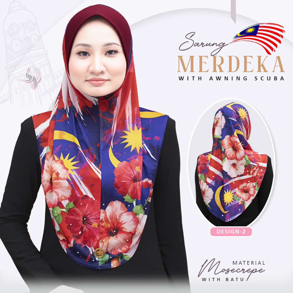 Merdeka Tudung Sarung Mosecrepe with Awning Scuba & batu by H&H ...