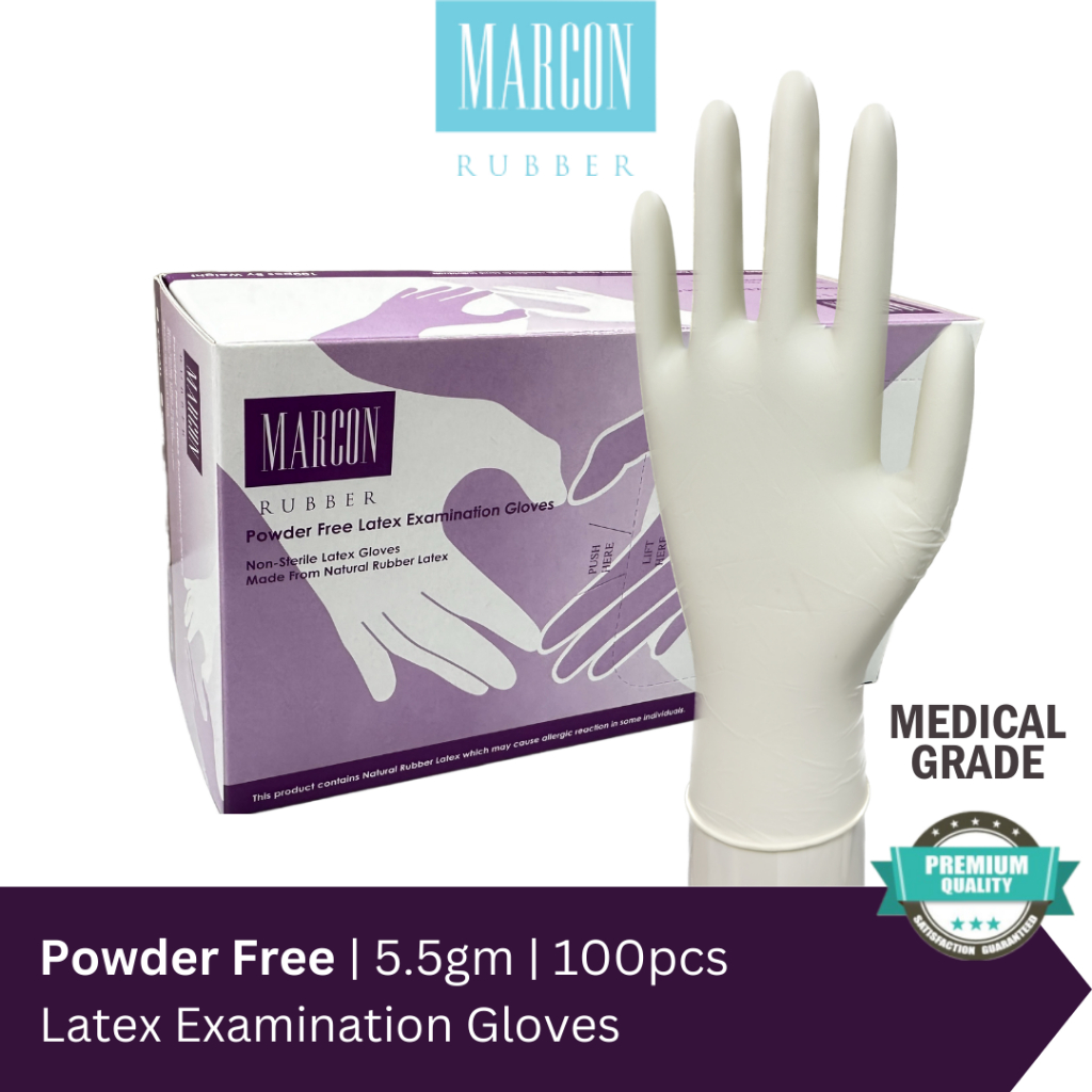 MARCON RUBBER | Powder Free Latex Examination Gloves [Medical Grade] (5 ...