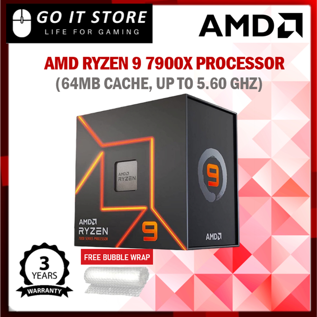 AMD RYZEN 9 7900X Socket AM5 Processor (64MB Cache, Up to 5.6GHZ ...