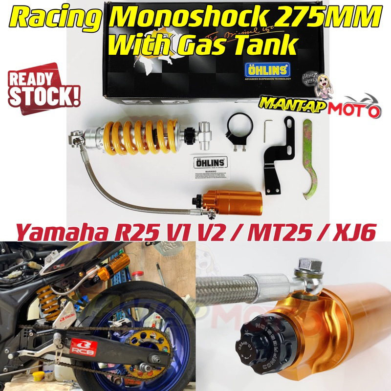 R25 V1 V2 / MT25 / XJ6 RACING MONOSHOCK GAS 275MM YAMAHA ABSORBER ...