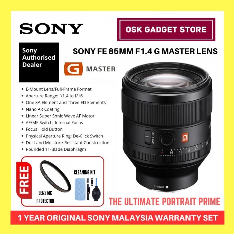 Sony FE 85mm F1.4 GM G Master Full Frame Prime Lens | SEL85F14GM | 1 ...