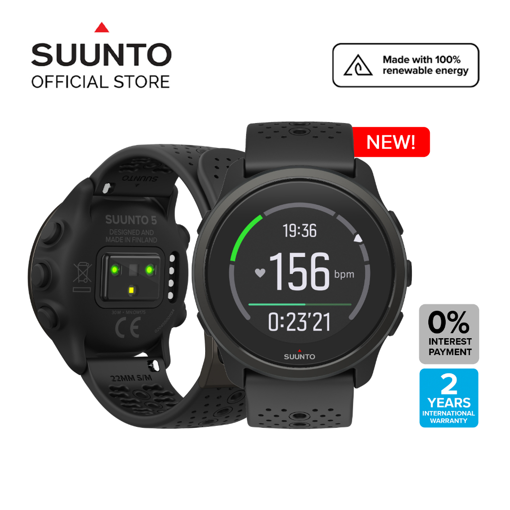 Suunto 5 Peak Black – Lightweight multisport watch for training, exploring  and wellbeing